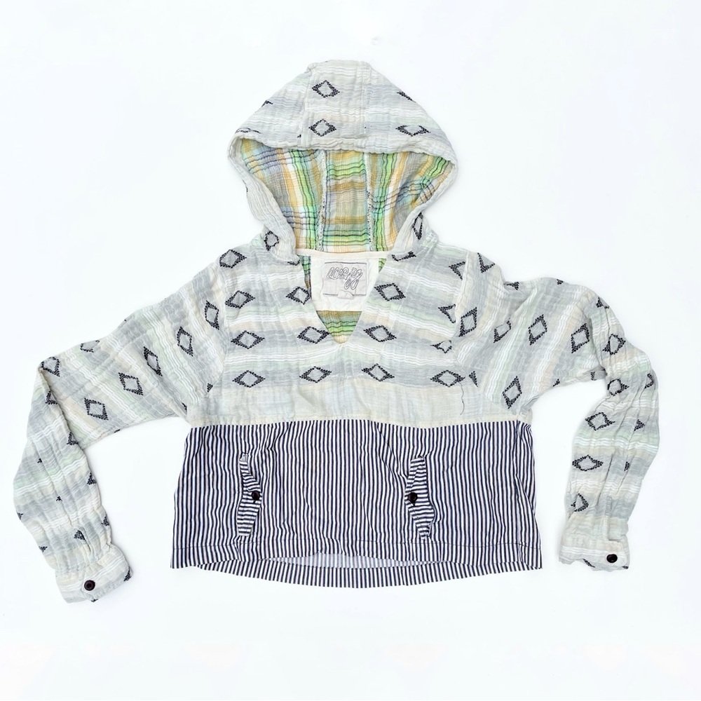 Ace & Jig Patterned Hoodie in Gray and Cream